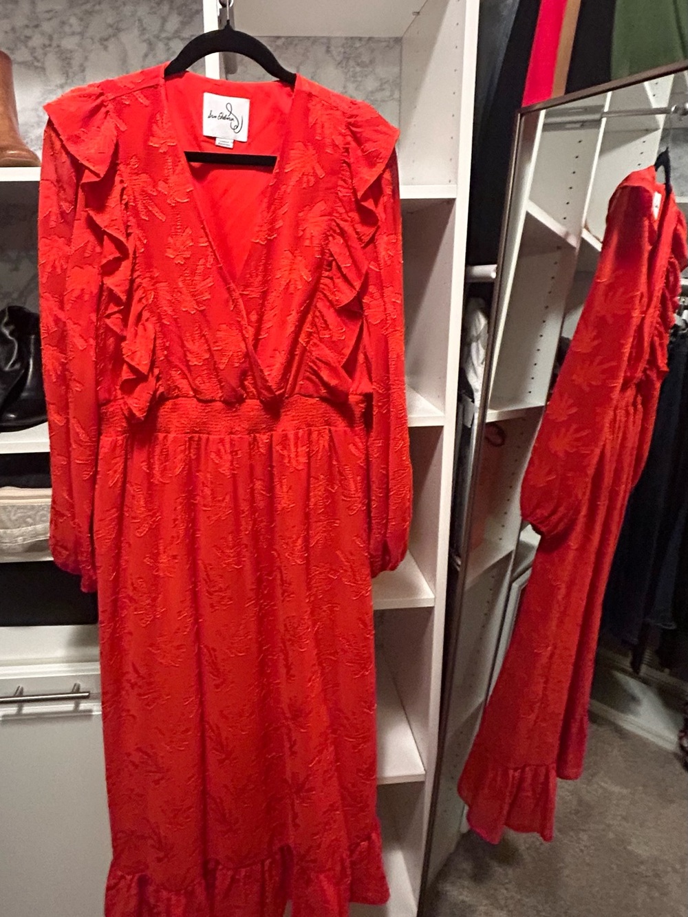 Sam Edelman Ruffled Wrap Dress - Red/Orange - Large